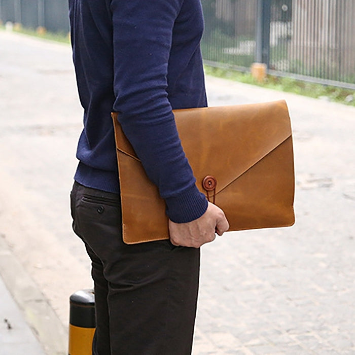 Universal Genuine Leather Business Laptop Tablet Bag, For 13.3 inch and Below Macbook, Samsung, Lenovo, Sony, DELL Alienware, CHUWI, ASUS, HP(Yellow) - 13.3 inch by PMC TechLife | Online Shopping South Africa | PMC TechLife | Buy Now Pay Later Mobicred