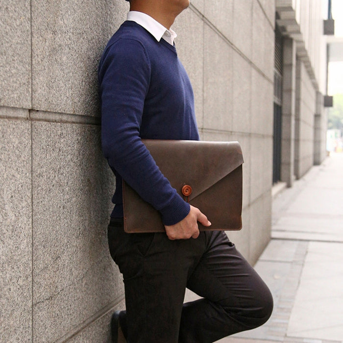 Universal Genuine Leather Business Laptop Tablet Bag, For 15.4 inch and Below Macbook, Samsung, Lenovo, Sony, DELL Alienware, CHUWI, ASUS, HP(Coffee) - free shipping - PMC TechLife - Order now!