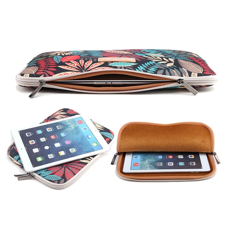 Lisen 12 inch Sleeve Case Colorful Leaves Zipper Briefcase Carrying Bag for iPad, Macbook, Samsung, Lenovo, Sony, DELL Alienware, CHUWI, ASUS, HP, 12 inch and Below Laptops / Tablets(Black) - 12.1 inch by PMC Jewellery | Online Shopping South Africa | PMC Jewellery | Buy Now Pay Later Mobicred