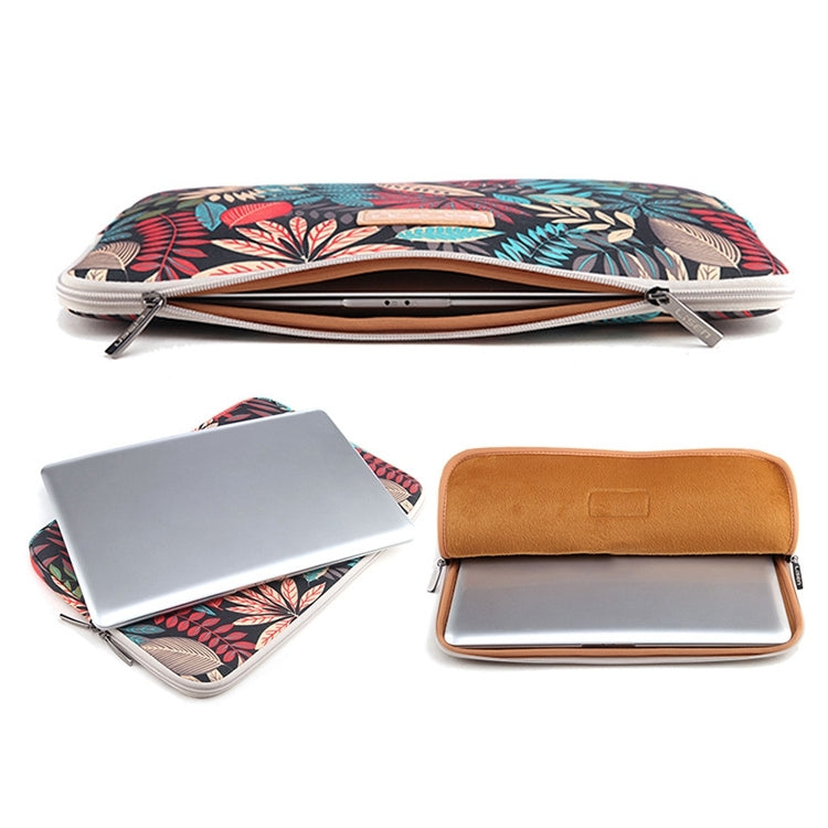 Lisen 13 inch Sleeve Case Colorful Leaves Zipper Briefcase Carrying Bag for Macbook, Samsung, Lenovo, Sony, DELL Alienware, CHUWI, ASUS, HP, 13 inch and Below Laptops(White) - 13.3 inch by PMC Jewellery | Online Shopping South Africa | PMC Jewellery | Buy Now Pay Later Mobicred