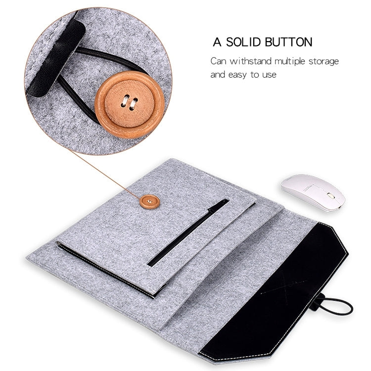 ND06 Multi-purpose Felt Button Laptop Inner Bag for 12.5 inch Laptop(Grey) - Other by PMC TechLife | Online Shopping South Africa | PMC TechLife | Buy Now Pay Later Mobicred