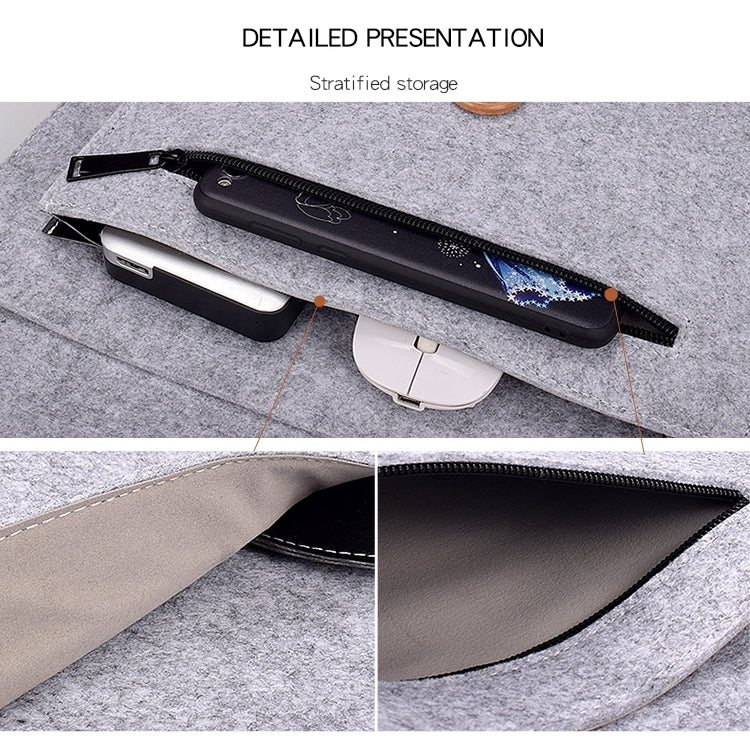 ND06 Multi-purpose Felt Button Laptop Inner Bag for 15.4 inch Laptop(Grey) - free shipping - PMC TechLife - Order now!