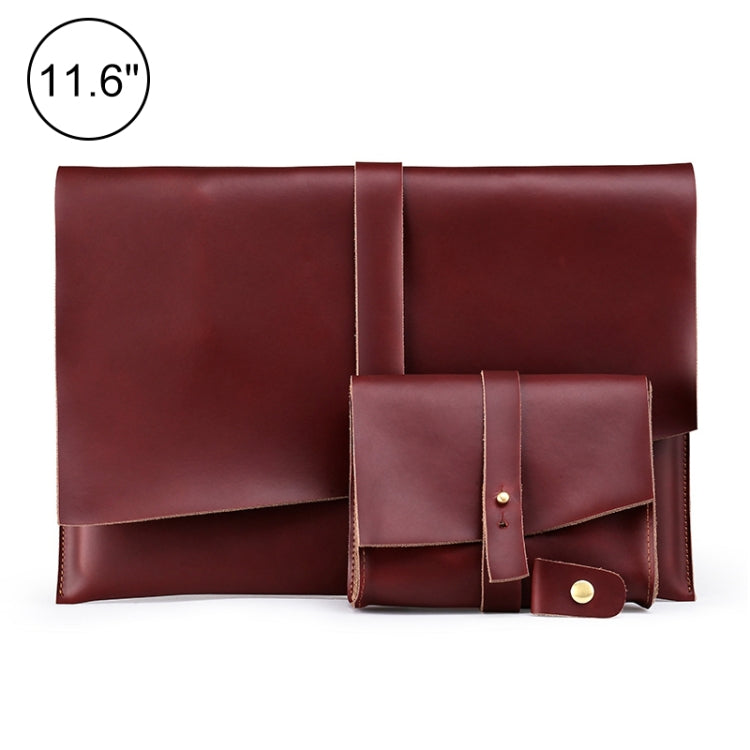 Universal Genuine Leather Business Power Adapter Laptop Tablet Bag with Cable Winder, For 11.6 inch and Below Macbook, Samsung, Lenovo, Sony, DELL Alienware, CHUWI, ASUS, HP (Wine Red) - free shipping - PMC TechLife - Order now!