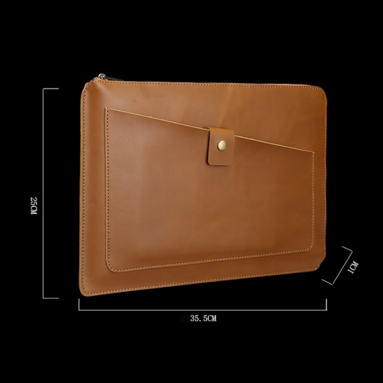 11.6 inch Genuine Leather Zipper Laptop Tablet Bag, For Macbook, Samsung, Lenovo, Sony, DELL Alienware, CHUWI, ASUS, HP 11.6 inch and Below Laptop(Coffee) - 10 - 11 inch by PMC TechLife | Online Shopping South Africa | PMC TechLife | Buy Now Pay Later Mobicred