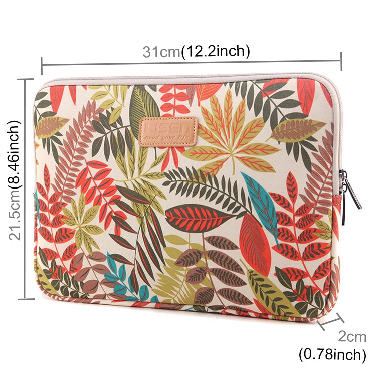 Lisen 11.6 inch Sleeve Case Colorful Leaves Zipper Briefcase Carrying Bag (White) - free shipping - PMC TechLife - Order now!