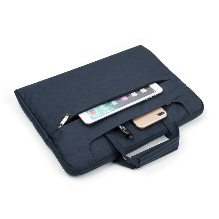 Portable One Shoulder Handheld Zipper Laptop Bag, For 15.4 inch and Below Macbook, Samsung, Lenovo, Sony, DELL Alienware, CHUWI, ASUS, HP (Dark Blue) - 15 inch by PMC TechLife | Online Shopping South Africa | PMC TechLife | Buy Now Pay Later Mobicred