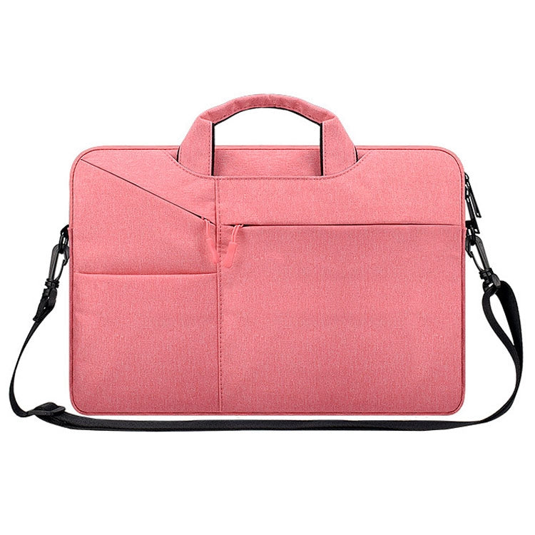 ST02S Water-resistant Tear Resistance Hidden Portable Strap One-shoulder Handbag for 14.1 inch Laptops, with Suitcase Belt(Pink) - 14.1 inch by PMC Jewellery | Online Shopping South Africa | PMC Jewellery | Buy Now Pay Later Mobicred