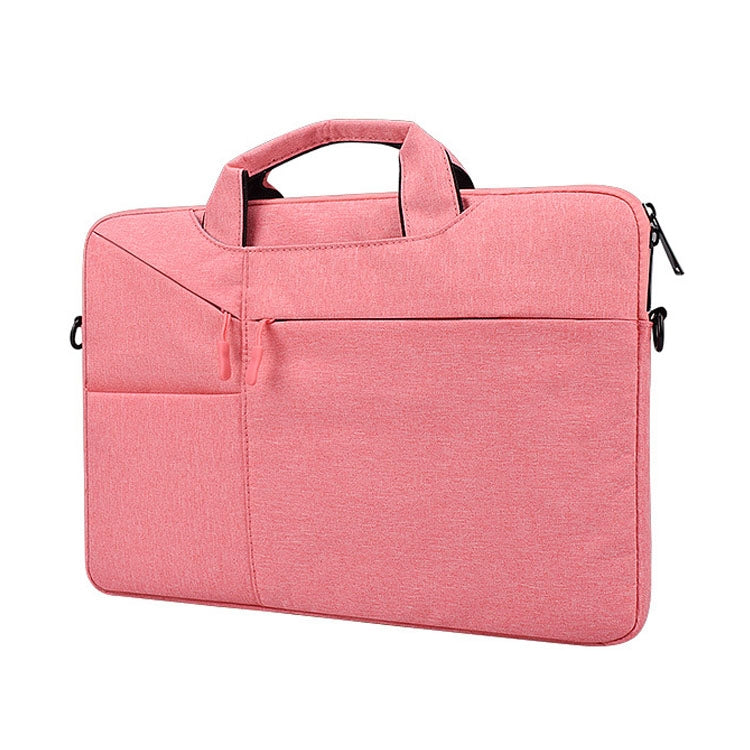 ST02S Water-resistant Tear Resistance Hidden Portable Strap One-shoulder Handbag for 14.1 inch Laptops, with Suitcase Belt(Pink) - 14.1 inch by PMC Jewellery | Online Shopping South Africa | PMC Jewellery | Buy Now Pay Later Mobicred