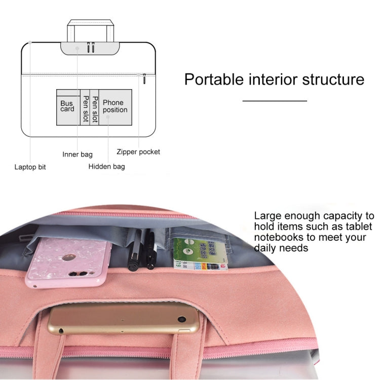 ST06 Waterproof PU Leather Zipper Hidden Portable Strap One-shoulder Handbag for 13.3 inch Laptops, with Suitcase Belt(Pink) - 13.3 inch by PMC TechLife | Online Shopping South Africa | PMC TechLife | Buy Now Pay Later Mobicred