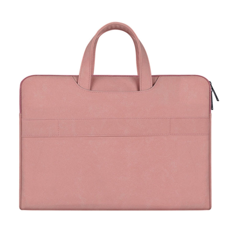 ST06 Waterproof PU Leather Zipper Hidden Portable Strap One-shoulder Handbag for 14.1 inch Laptops, with Suitcase Belt (Pink) - 14.1 inch by PMC TechLife | Online Shopping South Africa | PMC TechLife | Buy Now Pay Later Mobicred