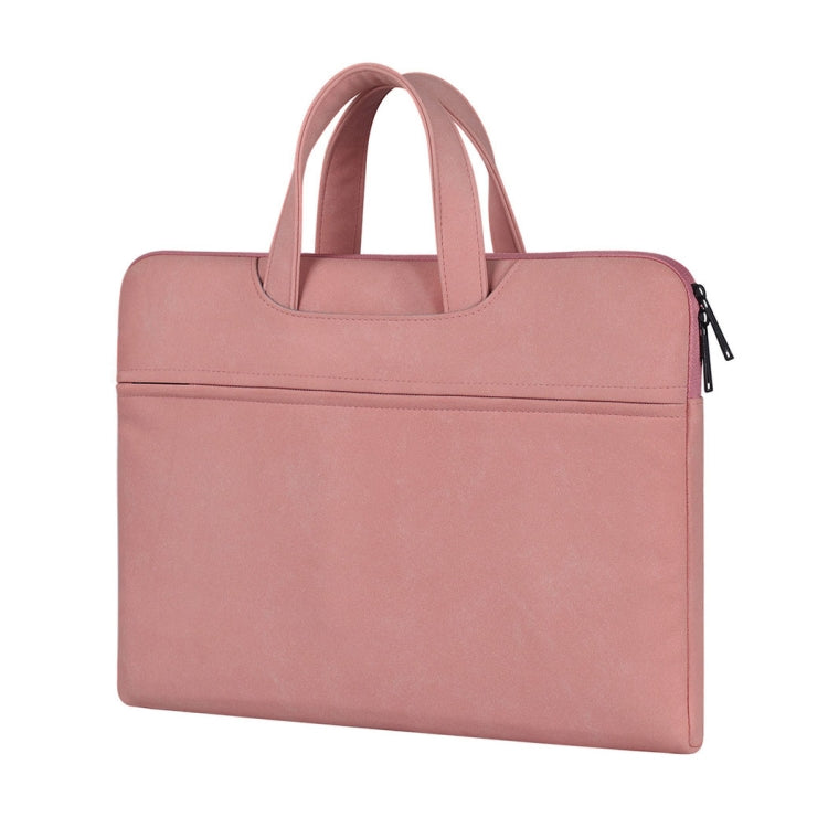 ST06 Waterproof PU Leather Zipper Hidden Portable Strap One-shoulder Handbag for 14.1 inch Laptops, with Suitcase Belt (Pink) - 14.1 inch by PMC TechLife | Online Shopping South Africa | PMC TechLife | Buy Now Pay Later Mobicred
