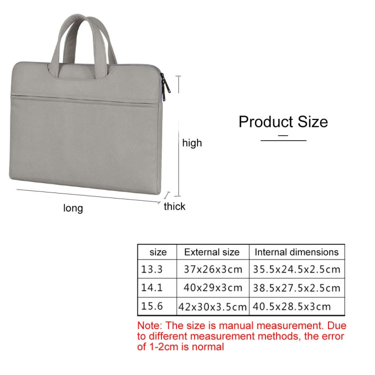 ST06 Waterproof PU Leather Zipper Hidden Portable Strap One-shoulder Handbag for 14.1 inch Laptops, with Suitcase Belt (Light Grey) - 14.1 inch by PMC TechLife | Online Shopping South Africa | PMC TechLife | Buy Now Pay Later Mobicred