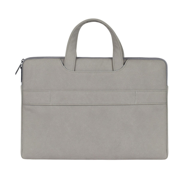 ST06 Waterproof PU Leather Zipper Hidden Portable Strap One-shoulder Handbag for 14.1 inch Laptops, with Suitcase Belt (Light Grey) - 14.1 inch by PMC TechLife | Online Shopping South Africa | PMC TechLife | Buy Now Pay Later Mobicred