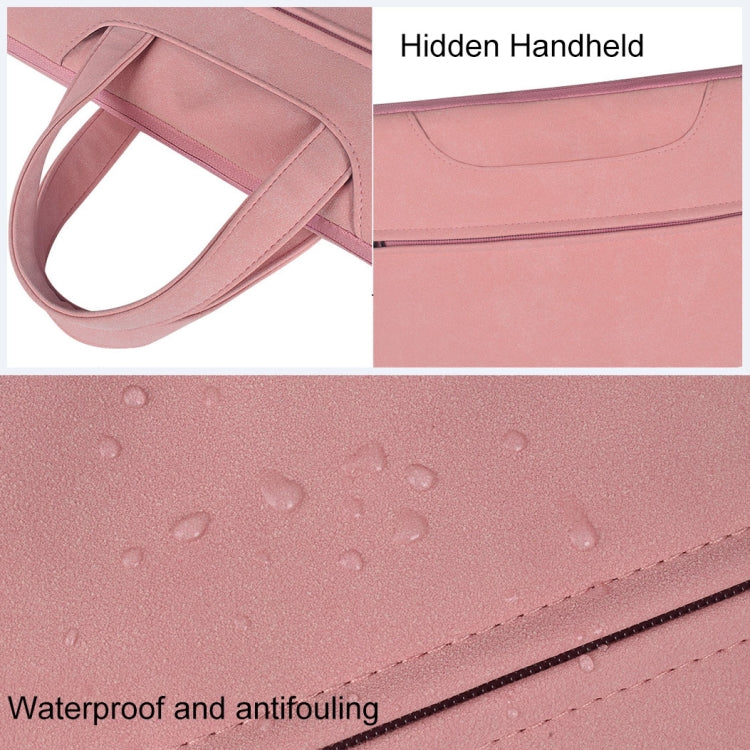 ST06 Waterproof PU Leather Zipper Hidden Portable Strap One-shoulder Handbag for 15.6 inch Laptops, with Suitcase Belt (Light Grey) - 15.6 - 17 inch by PMC TechLife | Online Shopping South Africa | PMC TechLife | Buy Now Pay Later Mobicred