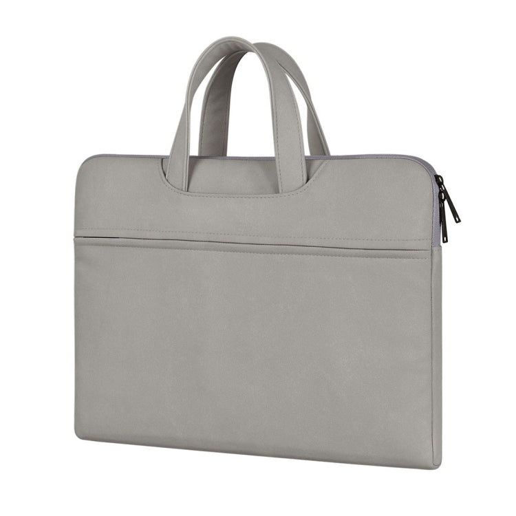 ST06 Waterproof PU Leather Zipper Hidden Portable Strap One-shoulder Handbag for 15.6 inch Laptops, with Suitcase Belt (Light Grey) - 15.6 - 17 inch by PMC TechLife | Online Shopping South Africa | PMC TechLife | Buy Now Pay Later Mobicred