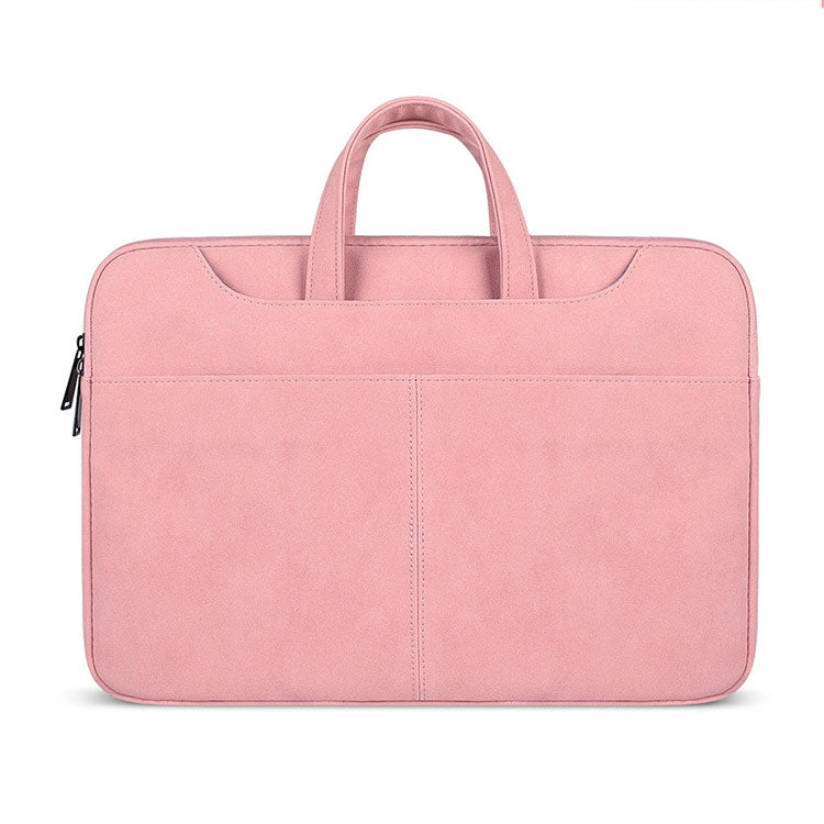 ST06S Water-resistant PU Leather Zipper Hidden Portable Strap One-shoulder Handbag for 13.3 inch Laptops, with Magic Stick & Suitcase Belt (Pink) - 13.3 inch by PMC TechLife | Online Shopping South Africa | PMC TechLife | Buy Now Pay Later Mobicred