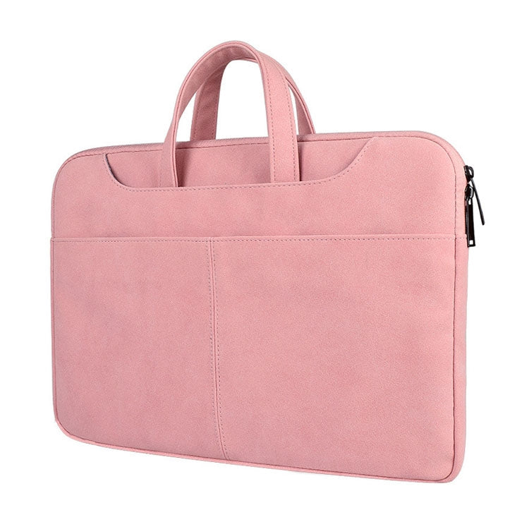 ST06S Water-resistant PU Leather Zipper Hidden Portable Strap One-shoulder Handbag for 13.3 inch Laptops, with Magic Stick & Suitcase Belt (Pink) - 13.3 inch by PMC TechLife | Online Shopping South Africa | PMC TechLife | Buy Now Pay Later Mobicred