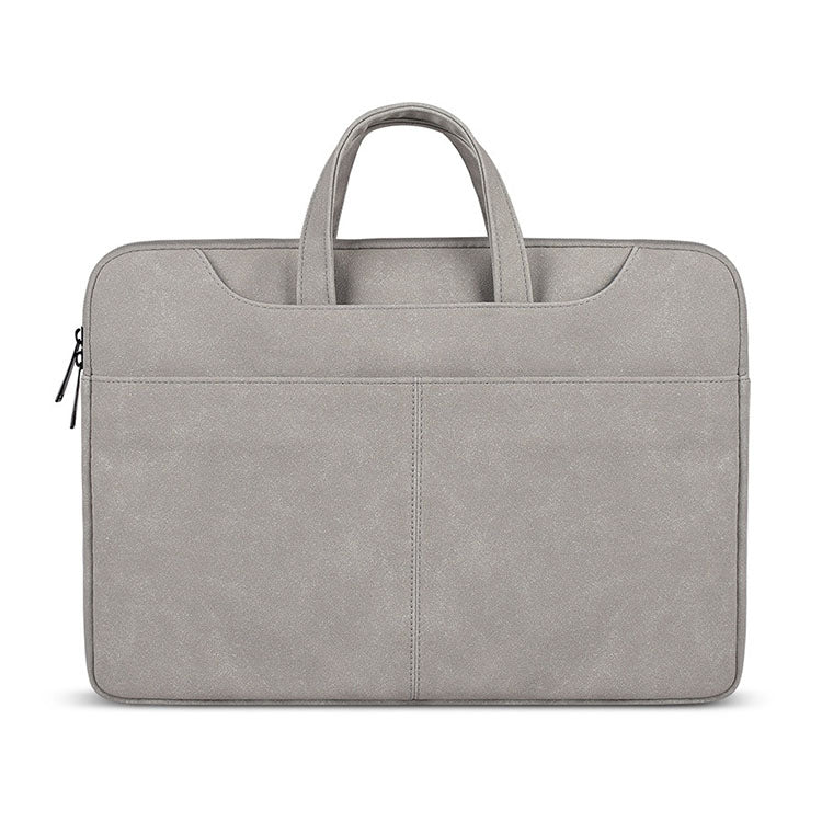 ST06S Waterproof PU Leather Zipper Hidden Portable Strap One-shoulder Handbag for 13.3 inch Laptops, with Magic Stick & Suitcase Belt (Light Grey) - 13.3 inch by PMC TechLife | Online Shopping South Africa | PMC TechLife | Buy Now Pay Later Mobicred