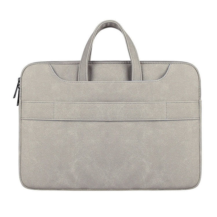 ST06S Waterproof PU Leather Zipper Hidden Portable Strap One-shoulder Handbag for 13.3 inch Laptops, with Magic Stick & Suitcase Belt (Light Grey) - 13.3 inch by PMC TechLife | Online Shopping South Africa | PMC TechLife | Buy Now Pay Later Mobicred