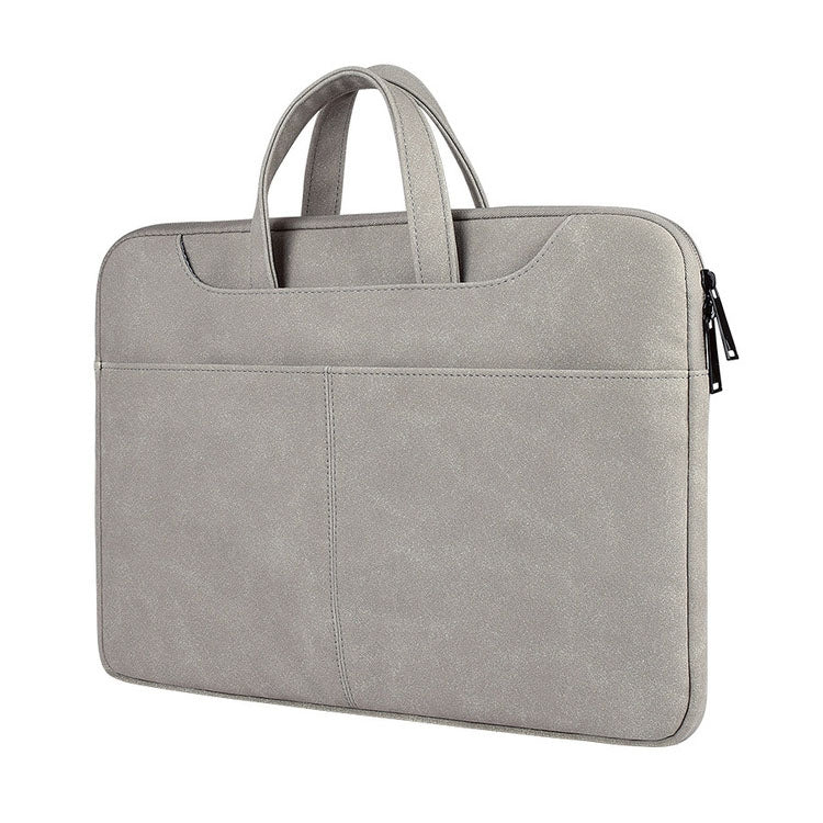 ST06S Waterproof PU Leather Zipper Hidden Portable Strap One-shoulder Handbag for 13.3 inch Laptops, with Magic Stick & Suitcase Belt (Light Grey) - 13.3 inch by PMC TechLife | Online Shopping South Africa | PMC TechLife | Buy Now Pay Later Mobicred