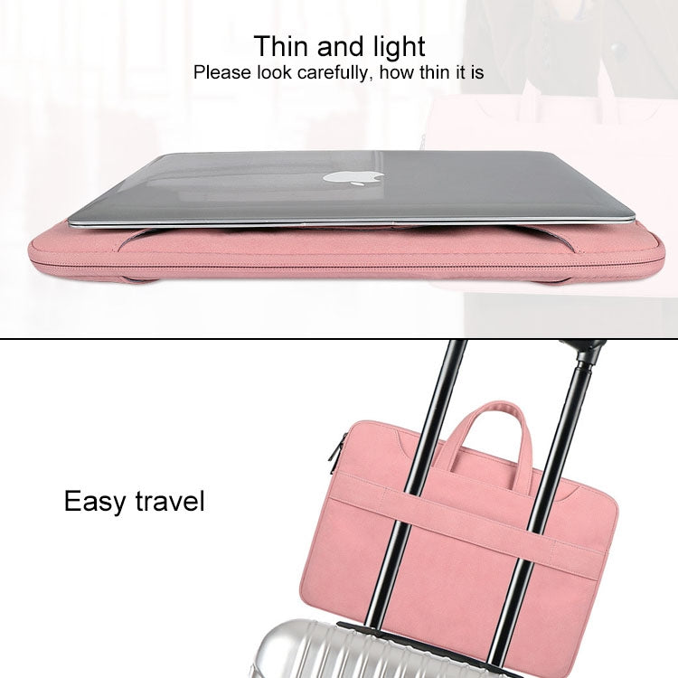 ST06S Waterproof PU Leather Zipper Hidden Portable Strap One-shoulder Handbag for 13.3 inch Laptops, with Magic Stick & Suitcase Belt (Light Grey) - 13.3 inch by PMC TechLife | Online Shopping South Africa | PMC TechLife | Buy Now Pay Later Mobicred
