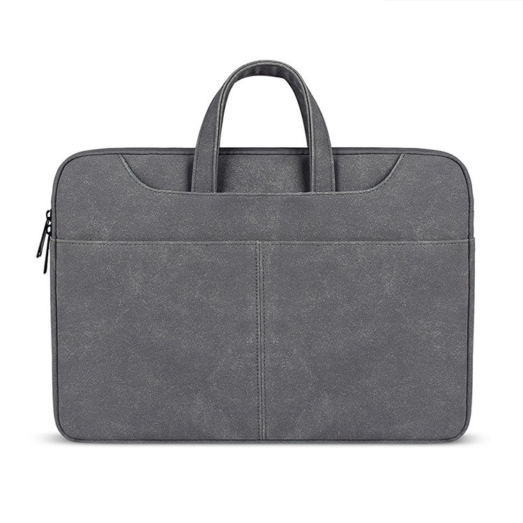 ST06S Waterproof PU Leather Zipper Hidden Portable Strap One-shoulder Handbag for 14.1 inch Laptops, with Magic Stick & Suitcase Belt(Dark Gray) - 14.1 inch by PMC TechLife | Online Shopping South Africa | PMC TechLife | Buy Now Pay Later Mobicred