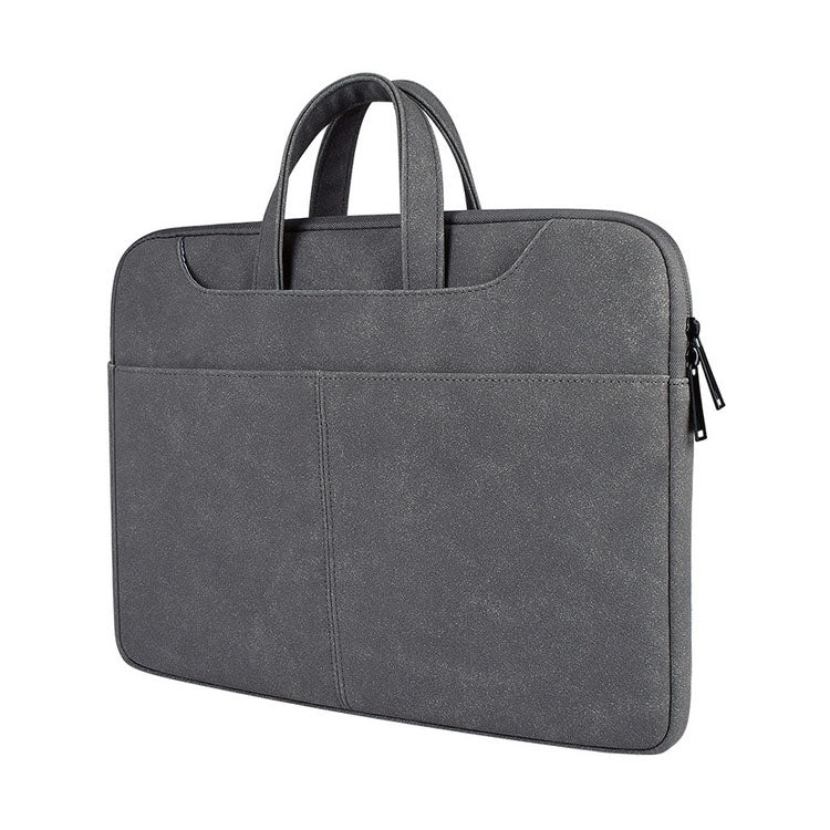ST06S Waterproof PU Leather Zipper Hidden Portable Strap One-shoulder Handbag for 14.1 inch Laptops, with Magic Stick & Suitcase Belt(Dark Gray) - 14.1 inch by PMC TechLife | Online Shopping South Africa | PMC TechLife | Buy Now Pay Later Mobicred