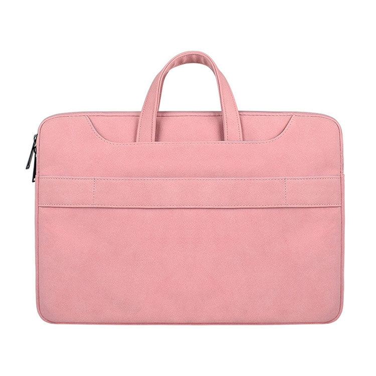 ST06S Waterproof PU Leather Zipper Hidden Portable Strap One-shoulder Handbag for 14.1 inch Laptops, with Magic Stick & Suitcase Belt (Pink) - 14.1 inch by PMC TechLife | Online Shopping South Africa | PMC TechLife | Buy Now Pay Later Mobicred
