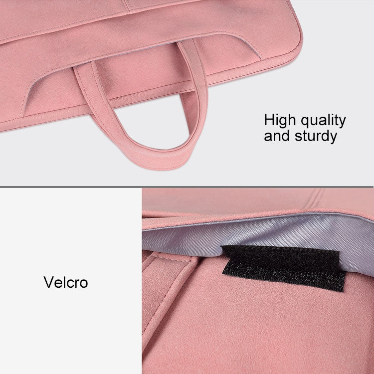 ST06S Waterproof PU Leather Zipper Hidden Portable Strap One-shoulder Handbag for 14.1 inch Laptops, with Magic Stick & Suitcase Belt (Pink) - 14.1 inch by PMC TechLife | Online Shopping South Africa | PMC TechLife | Buy Now Pay Later Mobicred