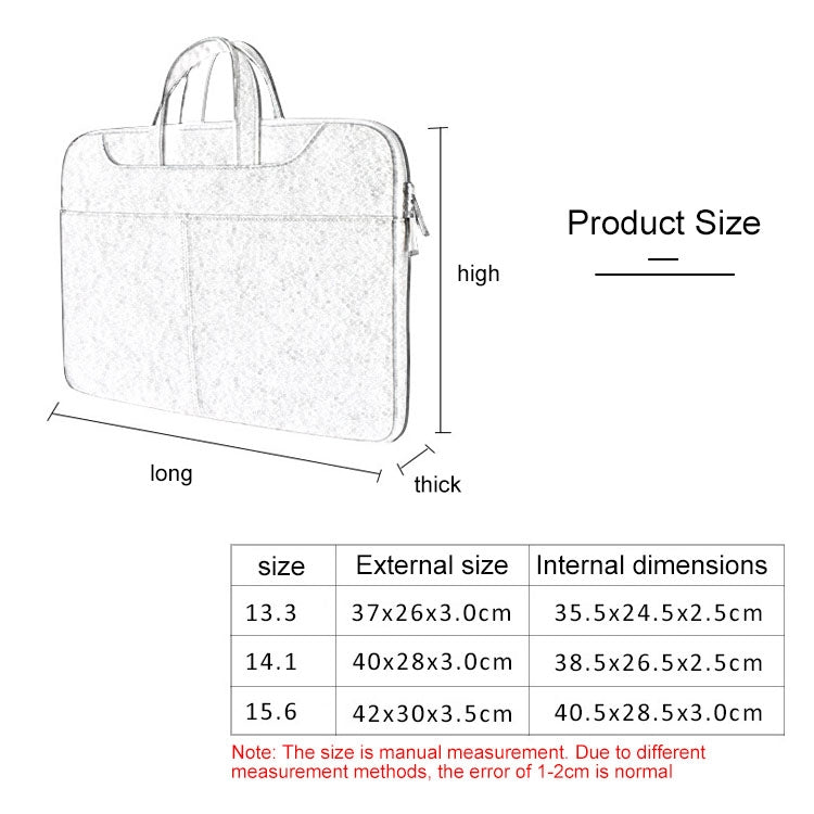 ST06S Waterproof PU Leather Zipper Hidden Portable Strap One-shoulder Handbag for 15.6 inch Laptops, with Magic Stick & Suitcase Belt (Light Grey) - 13.3 inch by PMC TechLife | Online Shopping South Africa | PMC TechLife | Buy Now Pay Later Mobicred