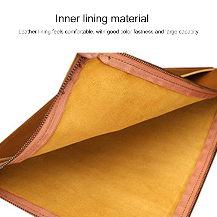 Universal Genuine Leather Business Zipper Laptop Tablet Bag For 12 inch and Below(Yellow) - 12.1 inch by PMC TechLife | Online Shopping South Africa | PMC TechLife | Buy Now Pay Later Mobicred