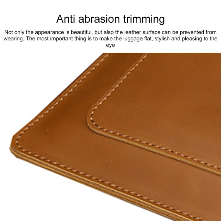 Universal Genuine Leather Business Zipper Laptop Tablet Bag For 12 inch and Below(Yellow) - 12.1 inch by PMC TechLife | Online Shopping South Africa | PMC TechLife | Buy Now Pay Later Mobicred