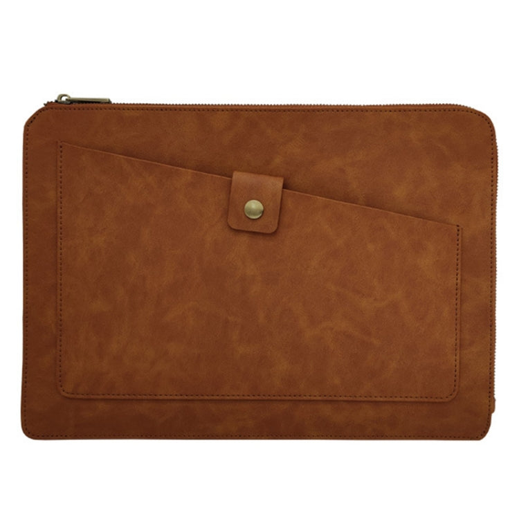 Universal Genuine Leather Business Zipper Laptop Tablet Bag For 15.4 inch and Below(Brown) - 15 inch by PMC TechLife | Online Shopping South Africa | PMC TechLife | Buy Now Pay Later Mobicred