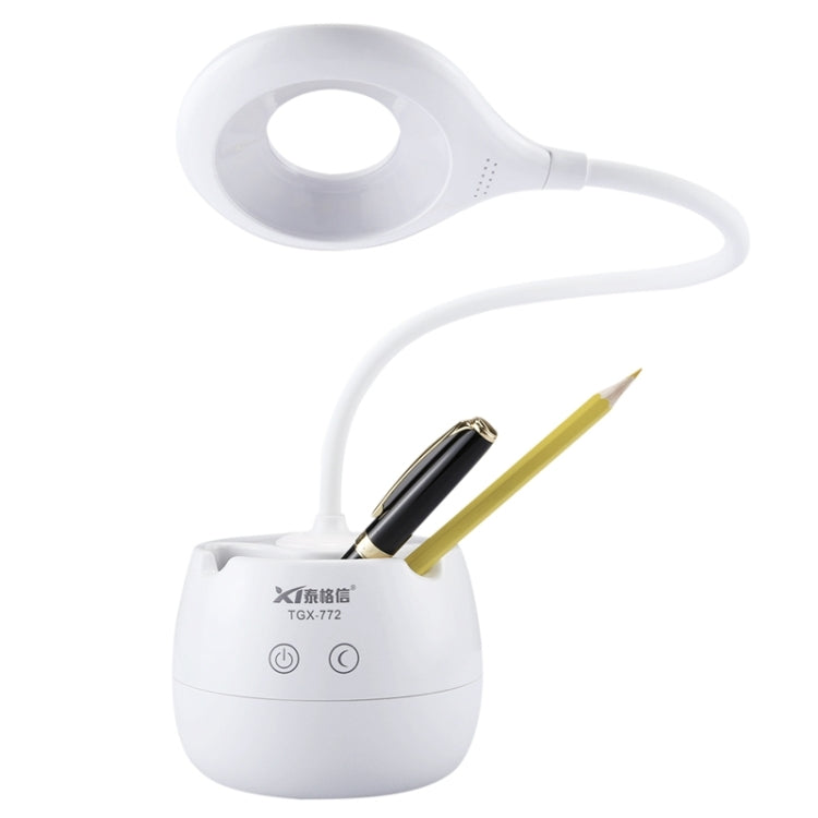 TGX-772 3-grade Brightness Touch Dimmer LED Desk Lamp, 28 LEDs Flexible Goose Neck Hollow Ring Design Eye Protection Light with Pen Holder / Small Night Light Function - Desk Lamps by PMC TechLife | Online Shopping South Africa | PMC TechLife | Buy Now Pay Later Mobicred