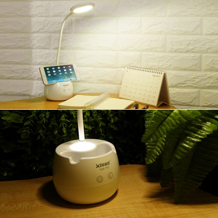 TGX-772 3-grade Brightness Touch Dimmer LED Desk Lamp, 28 LEDs Flexible Goose Neck Hollow Ring Design Eye Protection Light with Pen Holder / Small Night Light Function - Desk Lamps by PMC TechLife | Online Shopping South Africa | PMC TechLife | Buy Now Pay Later Mobicred