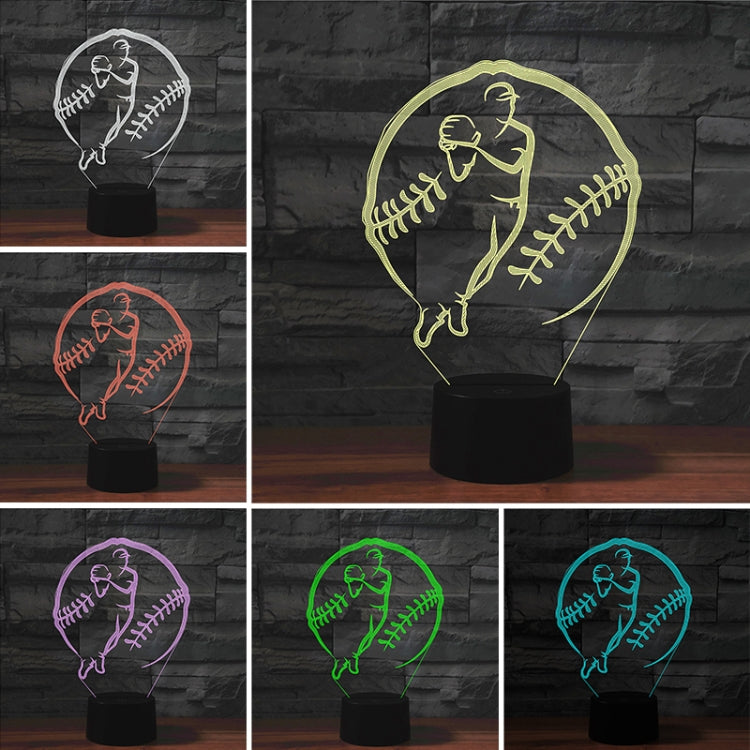 Baseball Sport Shape 3D Colorful LED Vision Light Table Lamp, 16 Colors Remote Control Version - Novelty Lighting by PMC TechLife | Online Shopping South Africa | PMC TechLife | Buy Now Pay Later Mobicred