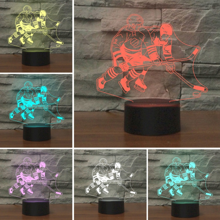 Playing Ice Hockey Shape 3D Colorful LED Vision Light Table Lamp, USB Touch Version - Novelty Lighting by PMC TechLife | Online Shopping South Africa | PMC TechLife | Buy Now Pay Later Mobicred