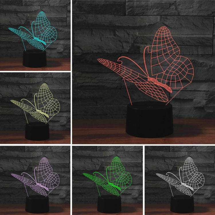 Butterfly Shape 3D Colorful LED Vision Light Table Lamp, USB & Battery Version - Novelty Lighting by PMC TechLife | Online Shopping South Africa | PMC TechLife | Buy Now Pay Later Mobicred
