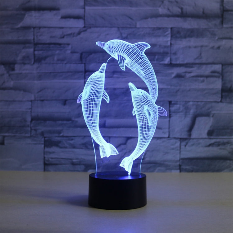 Three Dolphins Shape 3D Colorful LED Vision Light Table Lamp, Crack Touch Version - Novelty Lighting by PMC TechLife | Online Shopping South Africa | PMC TechLife | Buy Now Pay Later Mobicred
