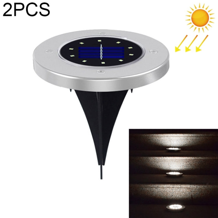 2 PCS 10 LEDs Solar Powered Buried Light Under Ground Lamp IP65 Waterproof Outdoor Garden Street Light (White Light) - Buried Lights by PMC TechLife | Online Shopping South Africa | PMC TechLife