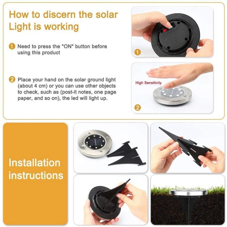 2 PCS 10 LEDs Solar Powered Buried Light Under Ground Lamp IP65 Waterproof Outdoor Garden Street Light (White Light) - Buried Lights by PMC TechLife | Online Shopping South Africa | PMC TechLife