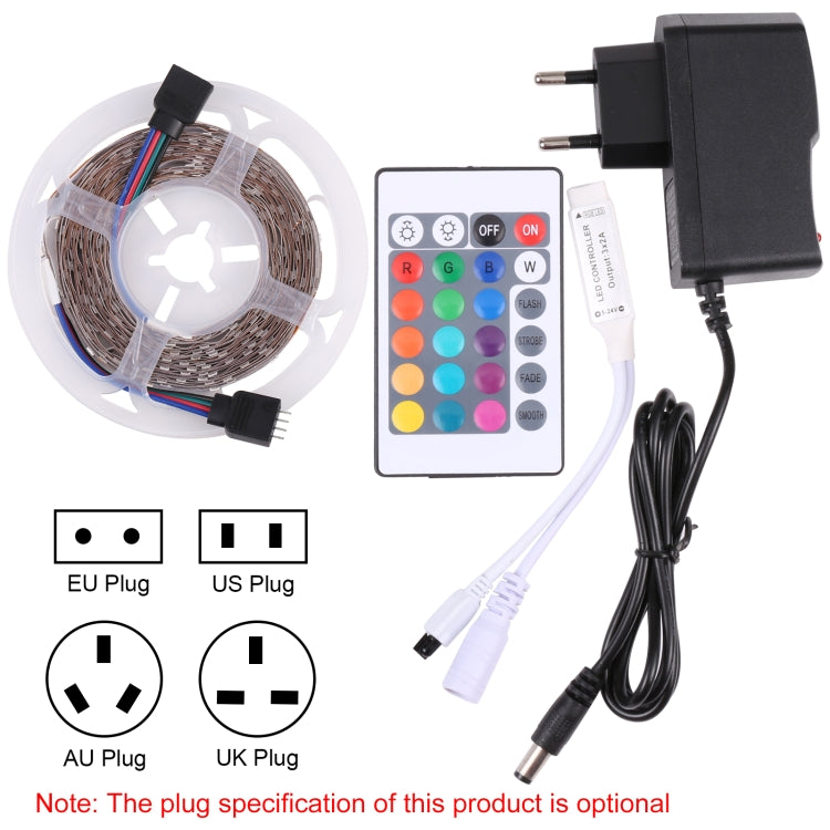 Bare Board 2835 SMD RGB LED Rope Light, 60 LED/m, Length: 5m, 12V 2A 100-240V, with 24-key Remote Control(AU Plug) - Bare Board Light by PMC TechLife | Online Shopping South Africa | PMC TechLife | Buy Now Pay Later Mobicred