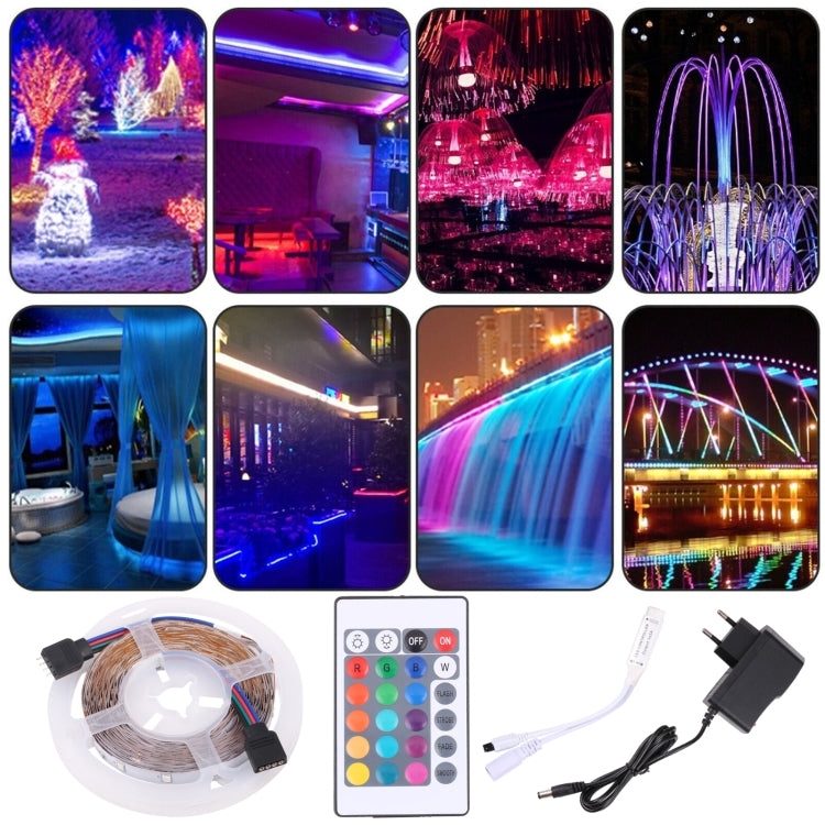 Bare Board 2835 SMD RGB LED Rope Light, 60 LED/m, Length: 5m, 12V 2A 100-240V, with 24-key Remote Control(UK Plug) - free shipping - PMC TechLife - Order now!