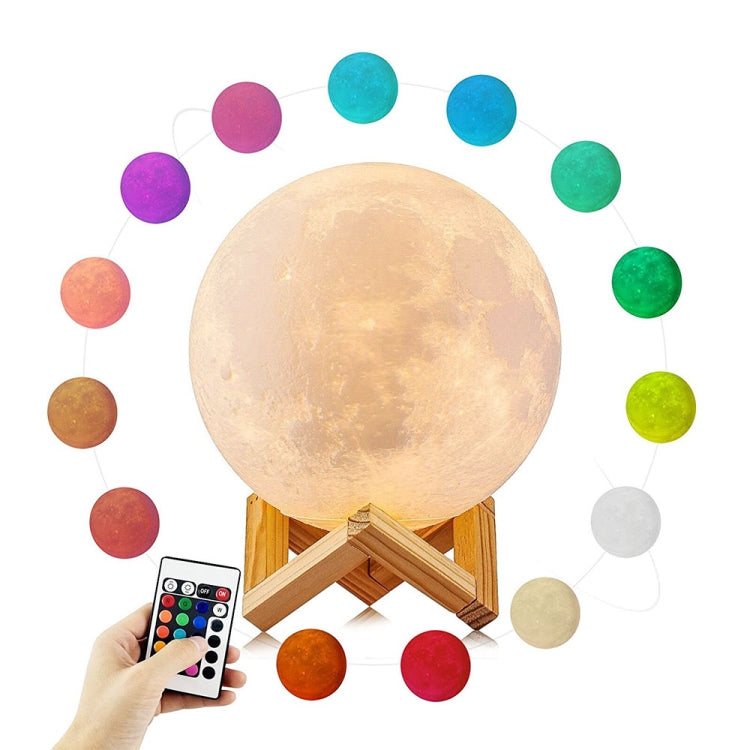 YouOKLight YK2302 15cm Touch Control 3D Print Moon Lamp, USB Charging 16-Color Dimming LED Night Light with Remote Control & Wooden Holder - Night Lights by youOKLight | Online Shopping South Africa | PMc TechLife | Buy Now Pay Later Mobicred