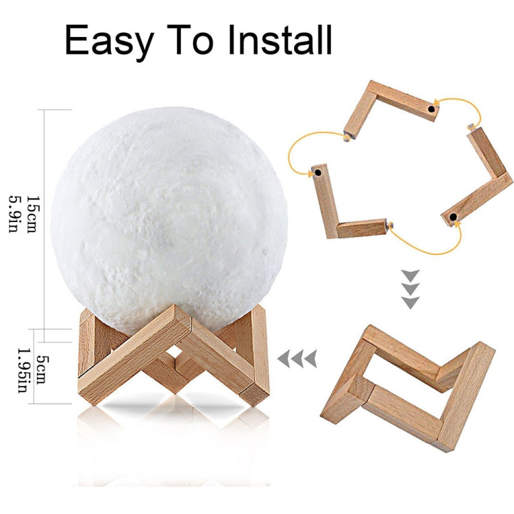 YouOKLight YK2302 15cm Touch Control 3D Print Moon Lamp, USB Charging 16-Color Dimming LED Night Light with Remote Control & Wooden Holder - Night Lights by youOKLight | Online Shopping South Africa | PMc TechLife | Buy Now Pay Later Mobicred