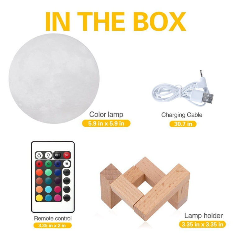 YouOKLight YK2302 15cm Touch Control 3D Print Moon Lamp, USB Charging 16-Color Dimming LED Night Light with Remote Control & Wooden Holder - Night Lights by youOKLight | Online Shopping South Africa | PMc TechLife | Buy Now Pay Later Mobicred