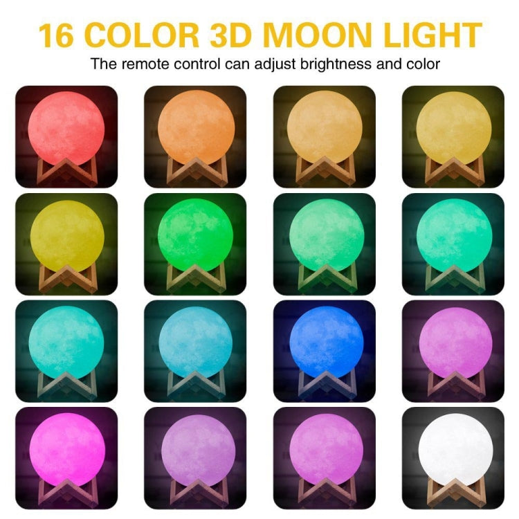 YouOKLight YK2302 15cm Touch Control 3D Print Moon Lamp, USB Charging 16-Color Dimming LED Night Light with Remote Control & Wooden Holder - Night Lights by youOKLight | Online Shopping South Africa | PMc TechLife | Buy Now Pay Later Mobicred