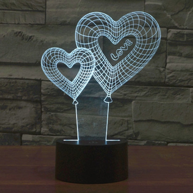 Double Heart Balloon Style 3D Touch Switch Control LED Light , 7 Color Discoloration Creative Visual Stereo Lamp Desk Lamp Night Light - Novelty Lighting by PMC TechLife | Online Shopping South Africa | PMC TechLife | Buy Now Pay Later Mobicred