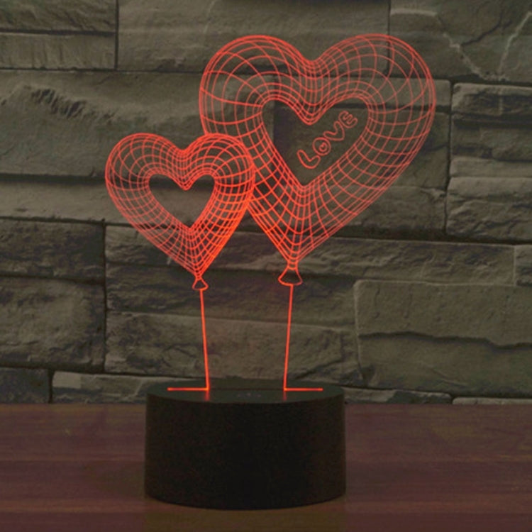 Double Heart Balloon Style 3D Touch Switch Control LED Light , 7 Color Discoloration Creative Visual Stereo Lamp Desk Lamp Night Light - Novelty Lighting by PMC TechLife | Online Shopping South Africa | PMC TechLife | Buy Now Pay Later Mobicred