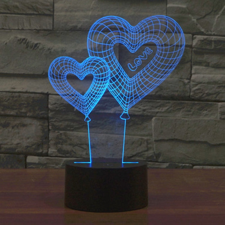 Double Heart Balloon Style 3D Touch Switch Control LED Light , 7 Color Discoloration Creative Visual Stereo Lamp Desk Lamp Night Light - Novelty Lighting by PMC TechLife | Online Shopping South Africa | PMC TechLife | Buy Now Pay Later Mobicred